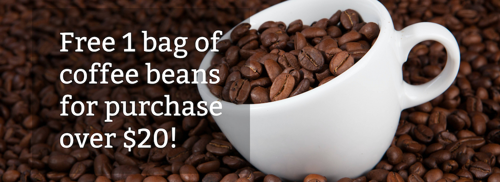 free 1 bag of coffe beans advertisement